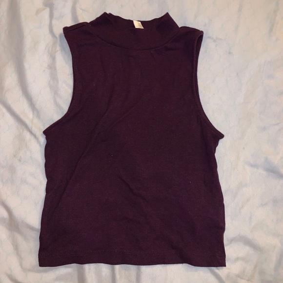 H&M Tops - Burgundy turtle neck crop top